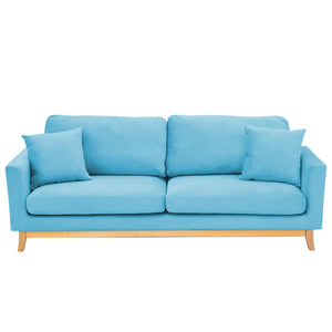 Sarantino 3 Seater Faux Velvet Wooden Sofa Bed Couch Furniture - Blue