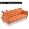 Sarantino 3 Seater Modular Linen Fabric Sofa Bed Couch Armrest Orange