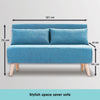 Sarantino Adjustable Corner Sofa 2-Seater Lounge Linen Bed Seat - Blue