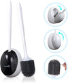 Ecoco Silicone Water Drop Toilet Brush Holder Set Wall-Mounted Cleaning Brush Tool Black