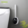 Ecoco Silicone Water Drop Toilet Brush Holder Set Wall-Mounted Cleaning Brush Tool Black