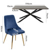 Dining Delight: Rectangular Table and Navy Velvet Chairs Dining Set