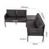 Eden 4-Seater Outdoor Lounge Set with Coffee Table in Black-Stylish Textile and Rope Design