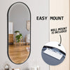 La Bella Black Wall Mirror Oval Aluminum Frame Makeup Decor Bathroom Vanity 45x100cm