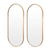 2 Set La Bella Gold Wall Mirror Oval Aluminum Frame Makeup Decor Bathroom Vanity 45x100cm