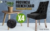 La Bella 4 Set Dark Black French Provincial Dining Chair Amour Oak Leg