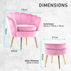 La Bella Shell Scallop Pink Armchair Accent Chair Velvet + Round Ottoman Footstool