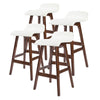 La Bella 4 Set 65cm White Brown Wooden Bar Stool Sophia Leather