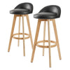 La Bella 2 Set 72cm Black Wooden Bar Stool Leila Leather