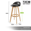 La Bella 2 Set 72cm Black Wooden Bar Stool Leila Leather