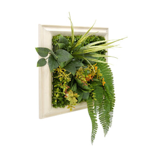 YES4HOMES 3D Green Artificial Plants Wall Panel Flower Wall With Frame Vertical Garden UV Resistant 33X33CM