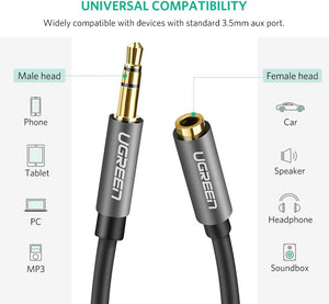 UGREEN 3.5mm Male to 3.5mm Female Extension Cable 3m Black 10595