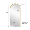 Metal Arch Mirror 75cm x 175cm - Gold