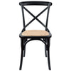 Aster Crossback Dining Chair Set of 2 Solid Birch Timber Wood Ratan Seat - Black