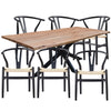 Lantana 7pc 210cm Dining Table 6 Black Wishbone Chair Set Live Edge Acacia Wood