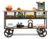 Wooden Kitchen Island Trolley Cart on Wheels with Drawers and 3 Level Storage