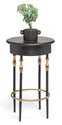 Wooden Round Gold Black Side Table with Finial Legs