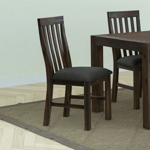 2x Wooden Frame Leatherette in Solid Wood Acacia & Veneer Dining Chairs in Chocolate Colour