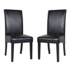 2x Wooden Frame Black Leatherette Dining Chairs with Solid Pine Legs