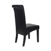 2x Wooden Frame Black Leatherette Dining Chairs with Solid Pine Legs