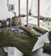 Tufted ultra soft microfiber quilt cover set-double khaiki green