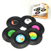 6x Creative Vinyl Record Cup Coasters w Holder Glass Drink Tableware Home Décor, C