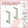 Brushed Nickel Stainless Steel Kitchen Cabinet Square Drawer Pull Door Handles 15-Pack