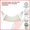 4m Traditional Cotton Rope Hammock with Hanging Hardware