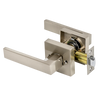 Door Handle Set Lever Passage Function Square Satin Nickel