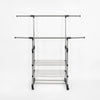 Heavy Duty Commercial Garment Rack Double Bar Rolling Collapsible Clothing Shelf