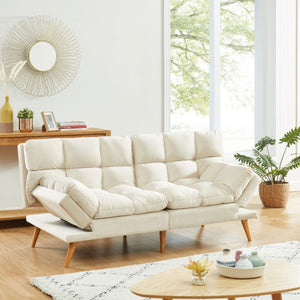 Alexa 3 Seater Velvet Sofa Bed Futon Cream