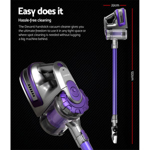 Devanti 150 Cordless Handheld Stick Vacuum Cleaner 2 Speed   Purple And Grey